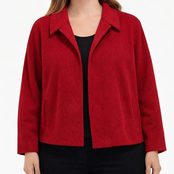 Monte Sano & Pruzan Jackets & Blazers - Monte-Sano & Pruzan~Women VTG 60s Red Swing Coat~NY Couture~Open Front~ONE SIZE